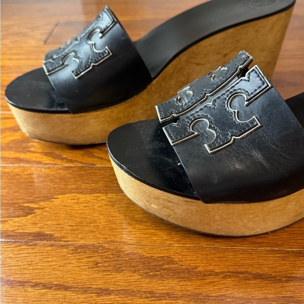 Tory Burch Black Wedge Sandals